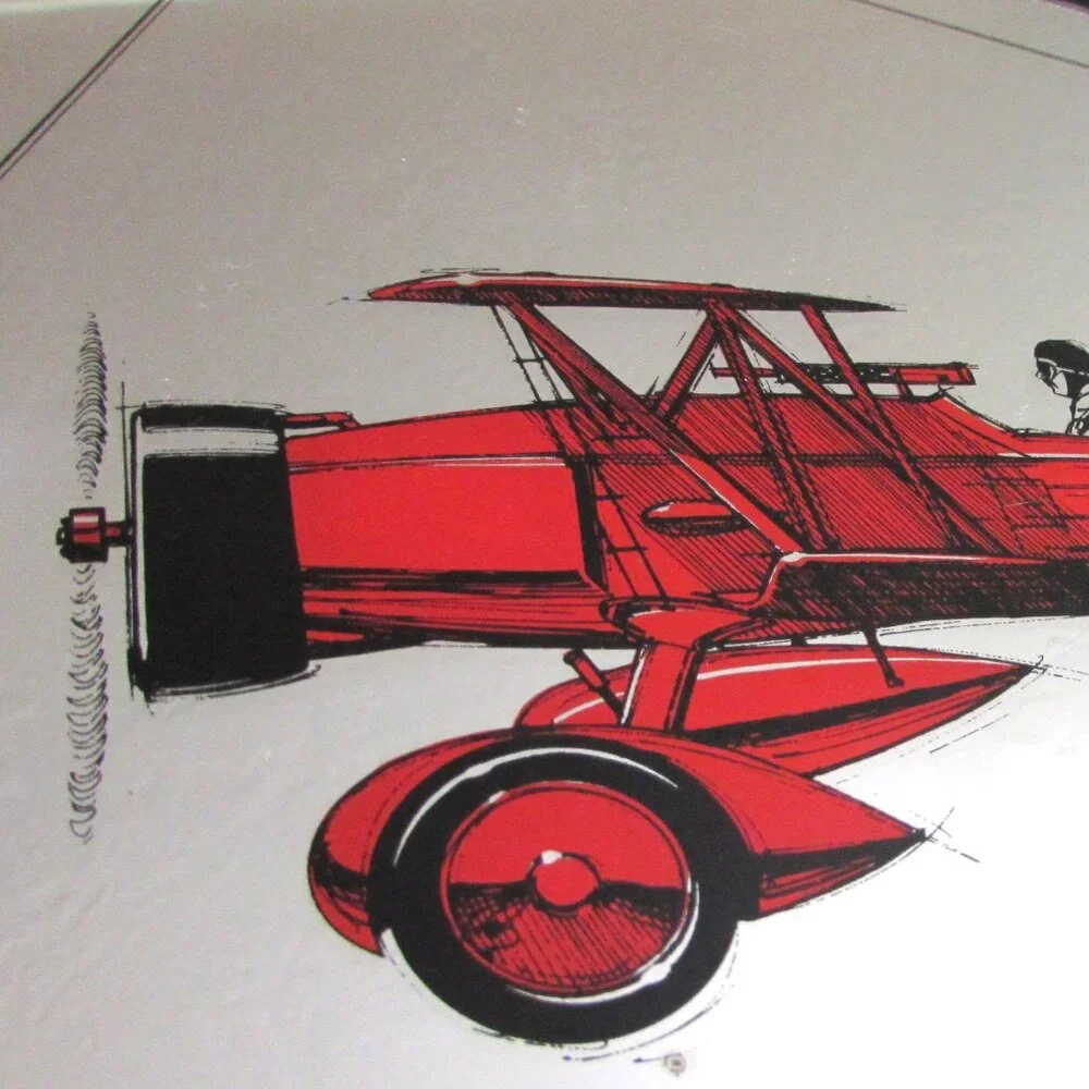 Bundle of 2 Vintage HOYNE MIRROR SCENES of Antique Airplanes Unframed 12 X 12